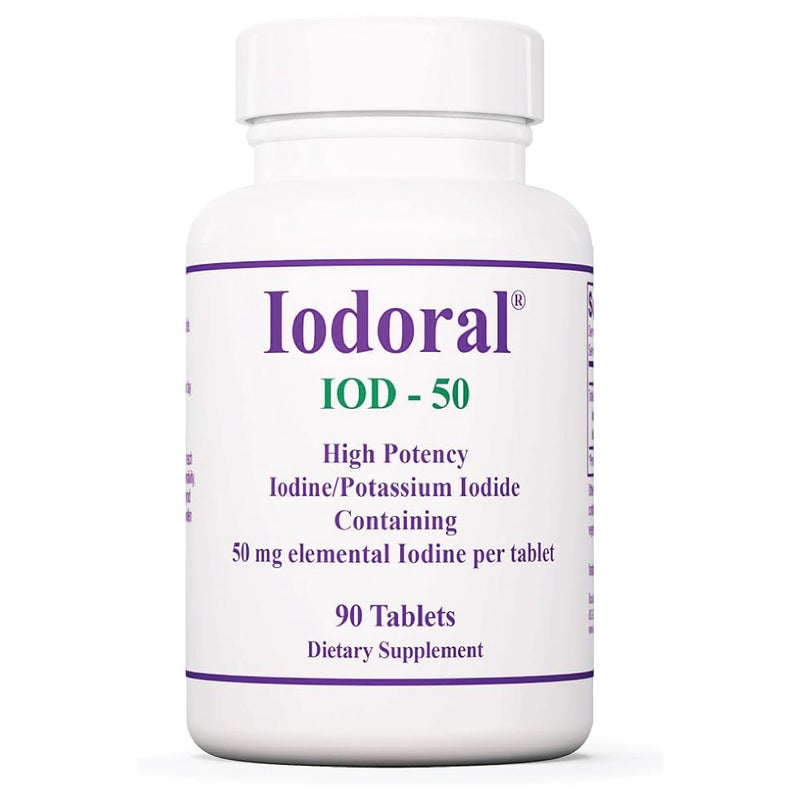 Optimox Iodoral 50 mg Supplement Potassium Iodide Tablets Thyroid Support Daily Vitamins and Minerals Lugols Iodine Solution 90 Count